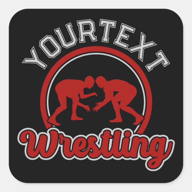 Wrestling ADD NAME Grapple Champion Team Player Quadratischer Aufkleber (Vorderseite)