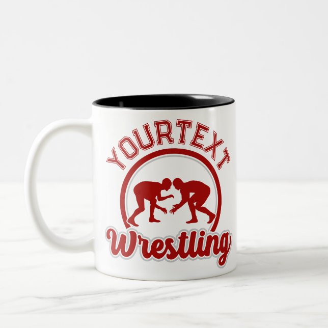 Wrestling ADD NAME Grapple Champion Team Player Zweifarbige Tasse (Links)