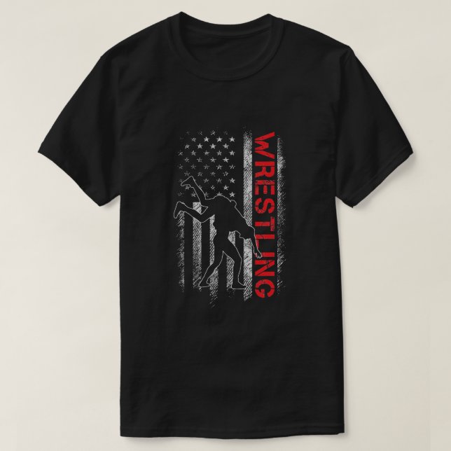 Wrestling American Flag USA Quote Wrestler T-Shirt (Design vorne)