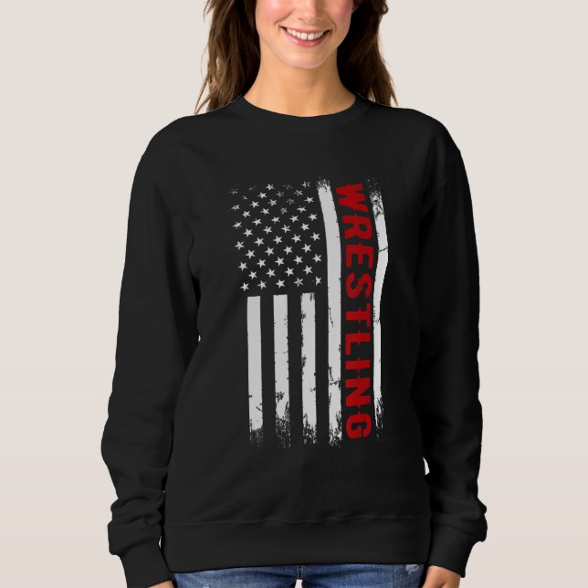 Wrestling American USA Flag  Wrestle Men Boy Wrest Sweatshirt (Vorderseite)