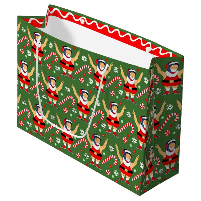 Wrestling Christmas Holiday Große Geschenktüte (Vorderseite Schrägansicht)
