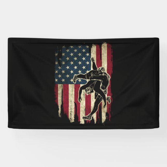 Wrestling der US-amerikanischen Flagge Wrestling W Banner (Horizontal)