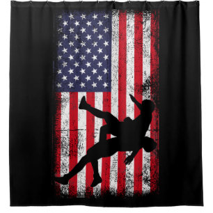 Wrestling der US-amerikanischen Flagge Wrestling W Duschvorhang