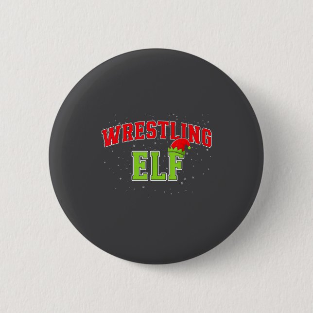 Wrestling Elf Christmas Family Matching Group Xmas Button (Vorderseite)
