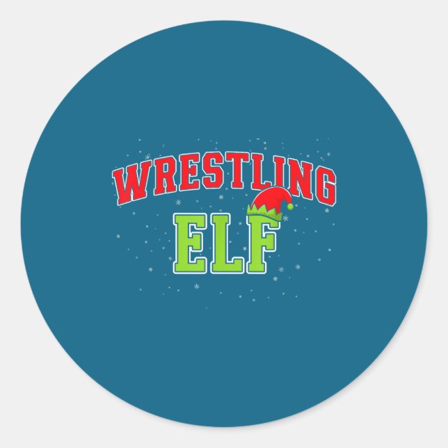 Wrestling Elf Christmas Family Matching Group Xmas Runder Aufkleber (Vorderseite)