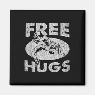 Wrestling - Funny Free Hugs Wrestling Magnet
