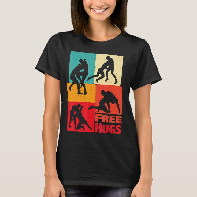 Wrestling Geschenke - Funny Free Hugs Wrestling -  T-Shirt (Vorderseite)
