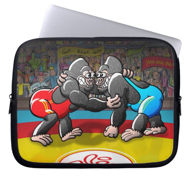 Wrestling-Gorillas Laptopschutzhülle (Vorderseite)