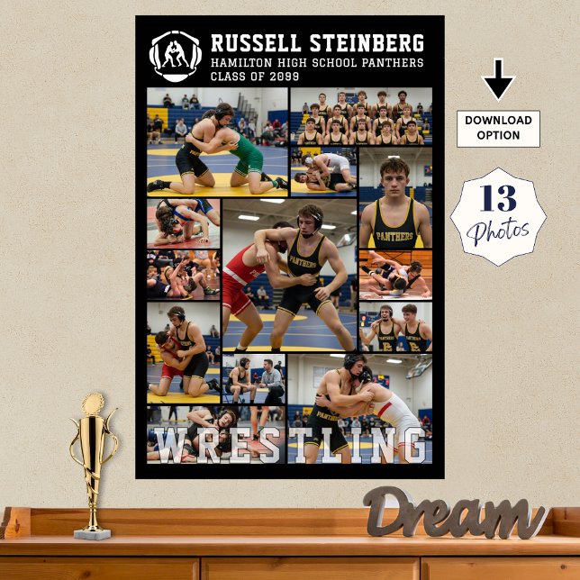Wrestling High School Senior 13 Photo Collage Poster (Von Creator hochgeladen)