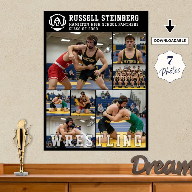 Wrestling High School Senior 7 Photo Collage Poster (Von Creator hochgeladen)