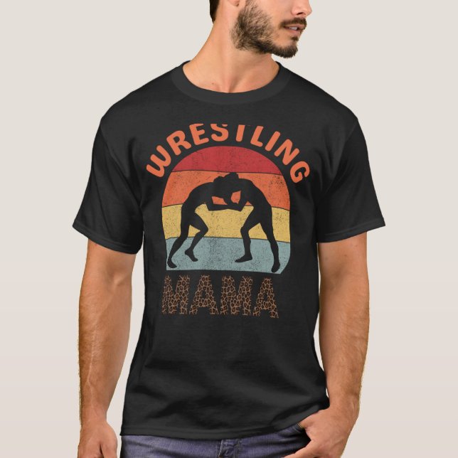 Wrestling Mama Leopard Valentine Wrestler Mutter D T-Shirt (Vorderseite)