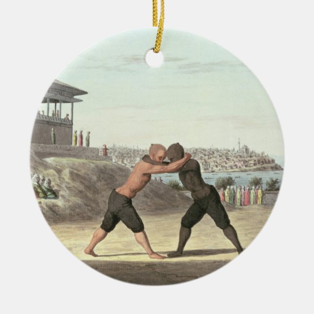 Wrestling-Match, Konstantinopel (w/c auf Papier) Keramikornament (Vorne)