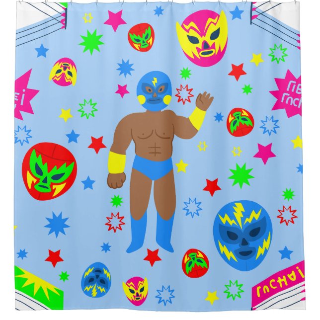 wrestling match lucha libre mask luchador wrestler duschvorhang (Vorderseite)