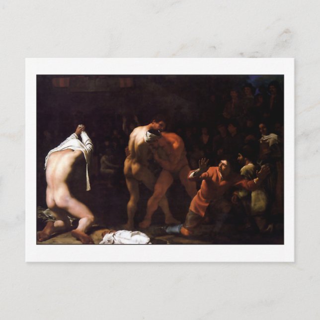Wrestling Match von Michael Sweerts Postkarte (Vorderseite)