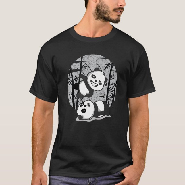 Wrestling Pandas Chinesischer Bambus essen Tiere s T-Shirt (Vorderseite)