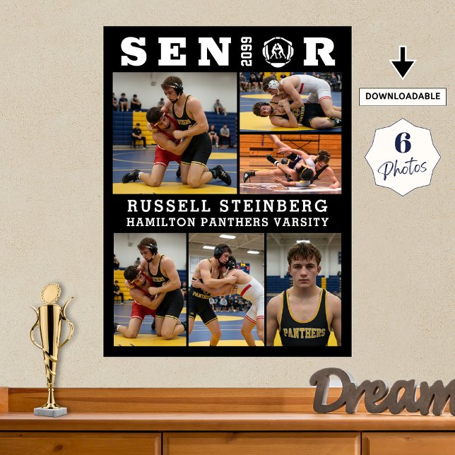 Wrestling Senior Graduate 6 Photo Collage Poster (Von Creator hochgeladen)
