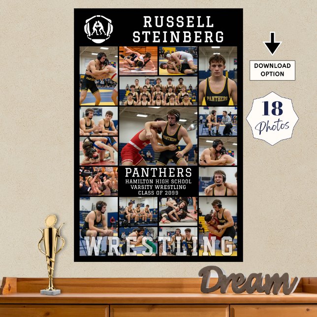 Wrestling Senior Graduation 18 Photo Collage Poster (Von Creator hochgeladen)