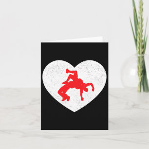 Wrestling Silhouette Valentine Herzform Karte