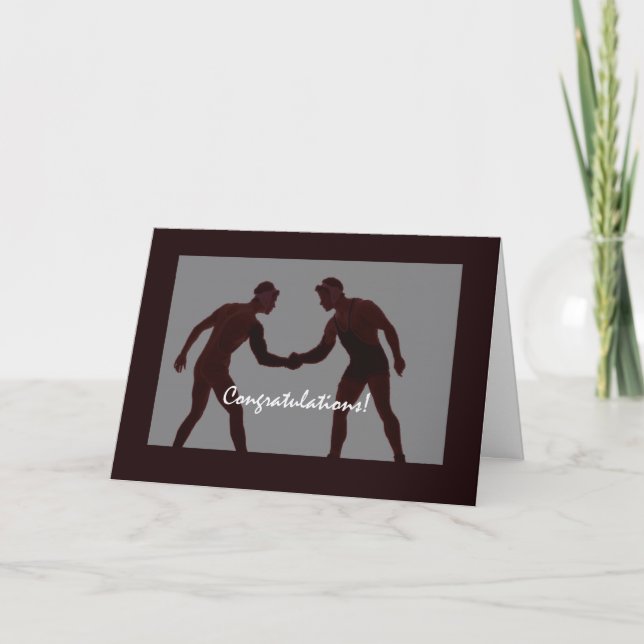 Wrestling-Sport-, Schwarze u. Graueglückwünsche Karte (Vorderseite)