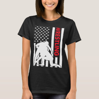 Wrestling Sport Us Flag 5 T-Shirt