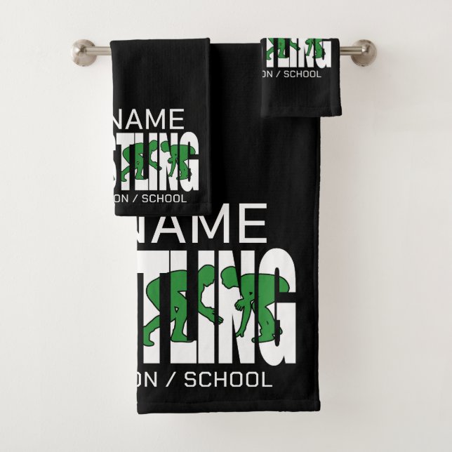 Wrestling Team ADD TEXT School Varsity Wrestler Badhandtuch Set (Insitu)
