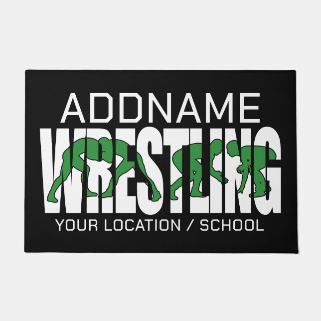 Wrestling Team ADD TEXT School Varsity Wrestler Fußmatte (Vorderseite)