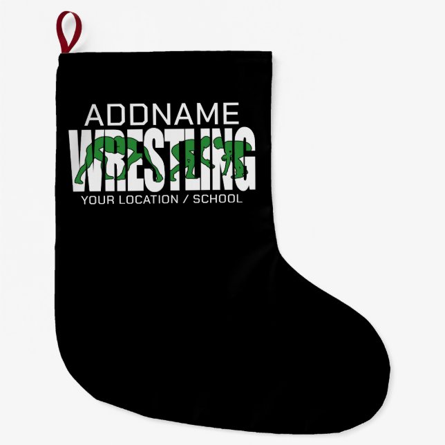 Wrestling Team ADD TEXT School Varsity Wrestler Großer Weihnachtsstrumpf (Vorderseite)