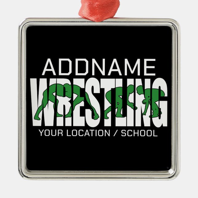 Wrestling Team ADD TEXT School Varsity Wrestler Ornament Aus Metall (Vorne)