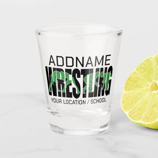Wrestling Team ADD TEXT School Varsity Wrestler Schnapsglas (Vorderseite)