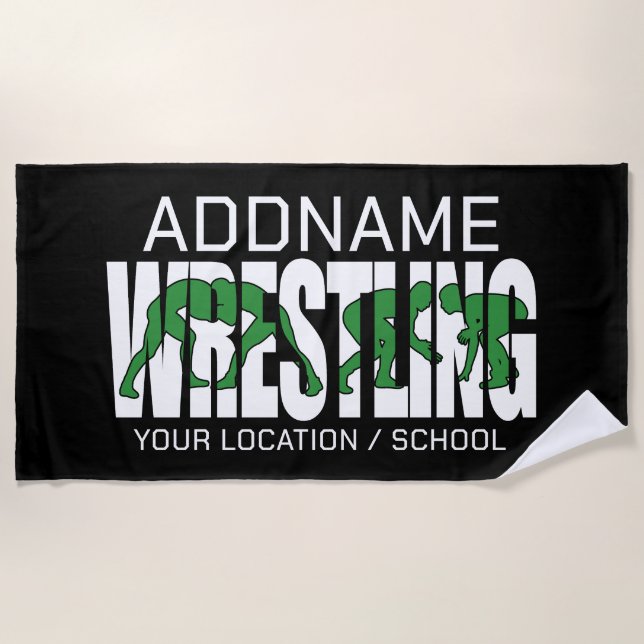 Wrestling Team ADD TEXT School Varsity Wrestler Strandtuch (Vorderseite)