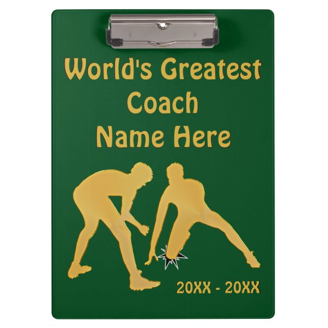 Wrestling-Trainer-Geschenke mit Ihren FARBEN und Klemmbrett (Vorderseite)