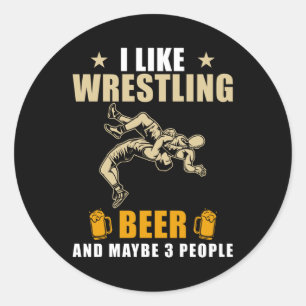 Wrestling und Bier Runder Aufkleber