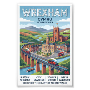 Wrexham Cymru Retro-Reiseplakat Fotodruck