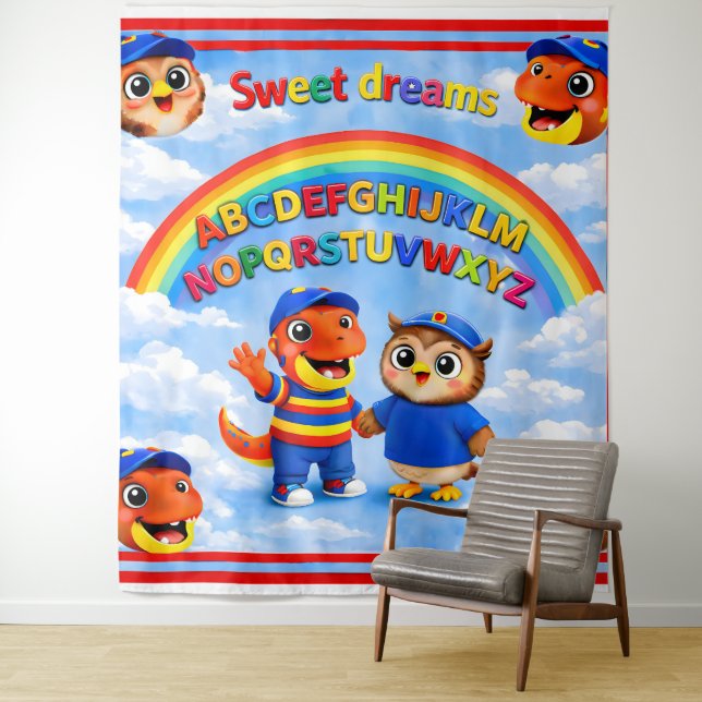 Wrexham Hoot Ein Regenbogen süße Träume, große Wan Wandteppich (Beispiel)