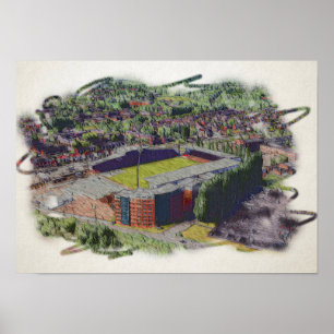Wrexham-Stadion-Architektur Aquarell-Kunst Poster