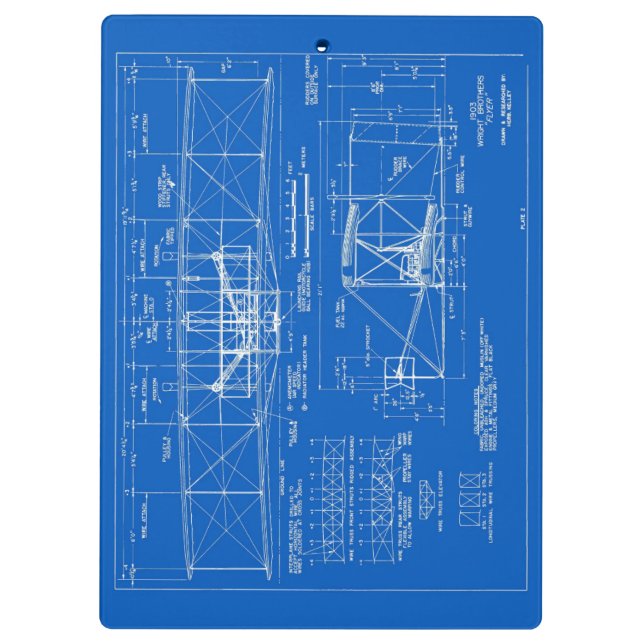 Wright Bros. "Flyer-" Plan 1903 Klemmbrett (Rückseite)