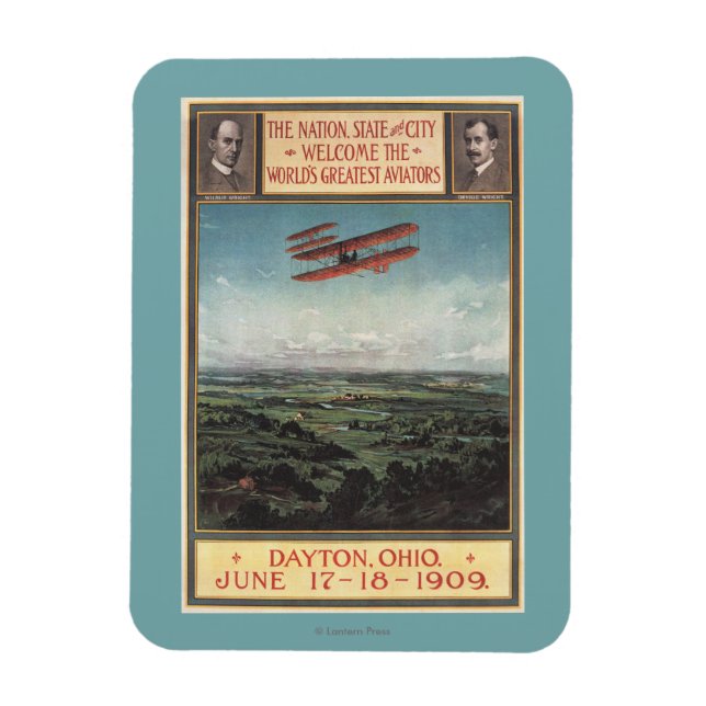 Wright Brothers Flugzeug Magnet (Vertikal)