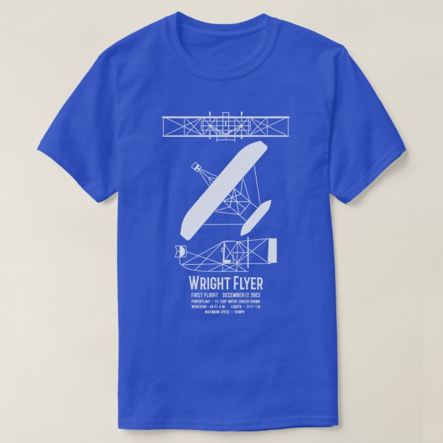 Wright Brothers Flyer First Flugzeug Infographic D T-Shirt (Design vorne)