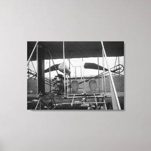Wright-Bruder-Flugzeug mit Piloten und Leinwanddruck