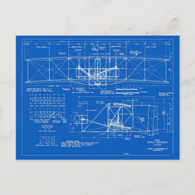 Wright-Brüder "Flyer"-Blaupause 1903 Postkarte (Vorderseite)