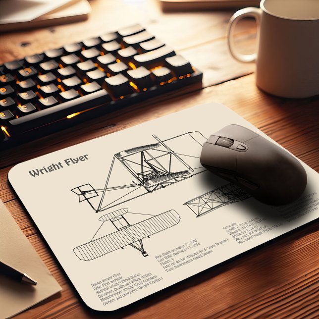 Wright Flyer - Flugzeugkonzept Zeichnend Pläne SD Mousepad (Von Creator hochgeladen)