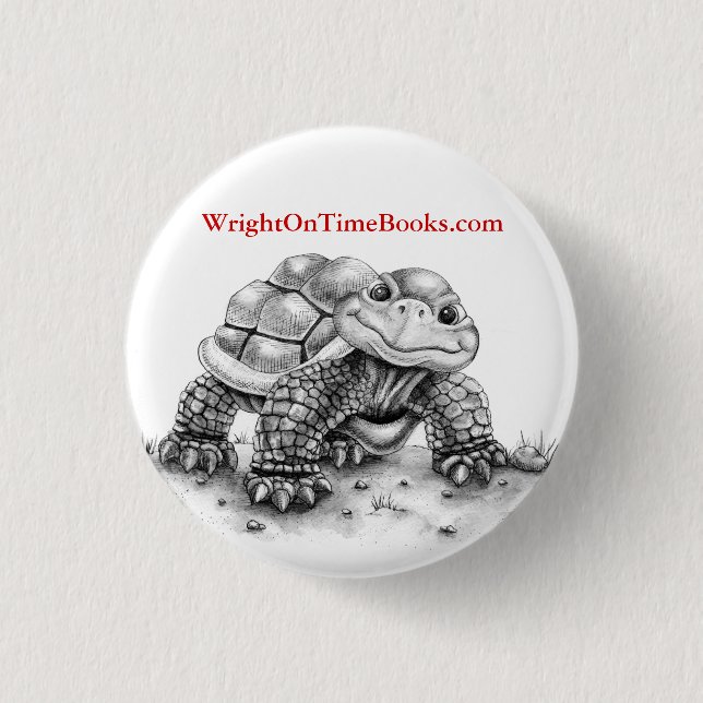 Wright rechtzeitig bucht Schildkröte Button (Vorderseite)