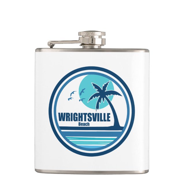 Wrightsville Beach North Carolina Palm Tree Birds Flachmann (Vorderseite)