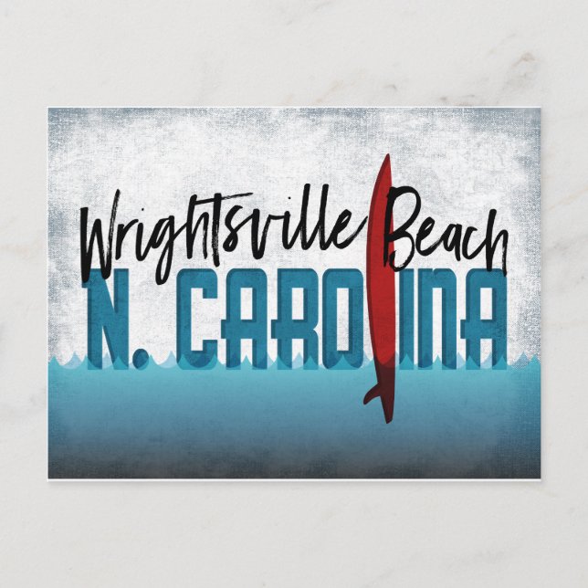 Wrightsville Beach Postcard N. Carolina Surfboard Postkarte (Vorderseite)