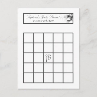 Writable Bingo Card Sweet 16 Silver White Party Einladungspostkarte