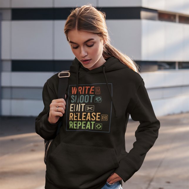 Write Shoot Edit Release Repeat - Filmmaking Hoodie (Von Creator hochgeladen)