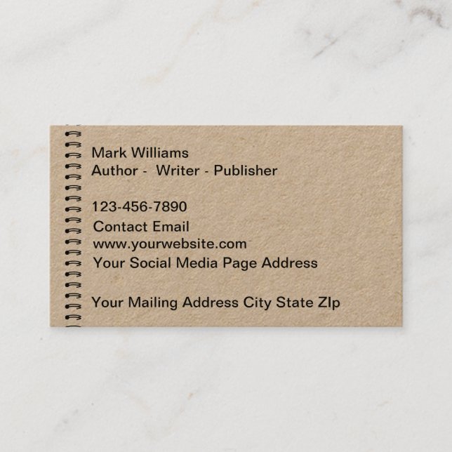 Writer Author Publisher Business Cards Visitenkarte (Vorderseite)