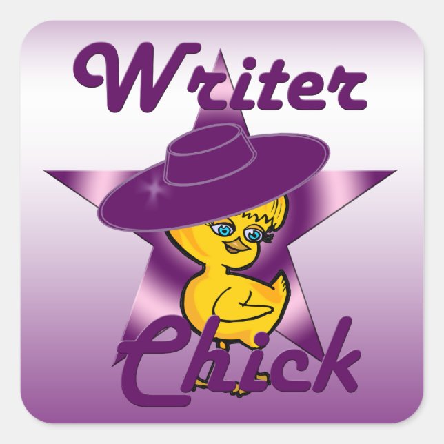 Writer Chick #9 Quadratischer Aufkleber (Vorderseite)