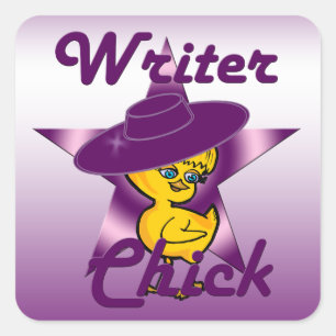 Writer Chick #9 Quadratischer Aufkleber