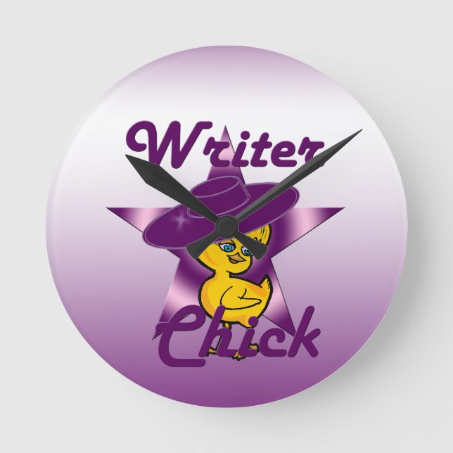 Writer Chick #9 Runde Wanduhr (Vorderseite)